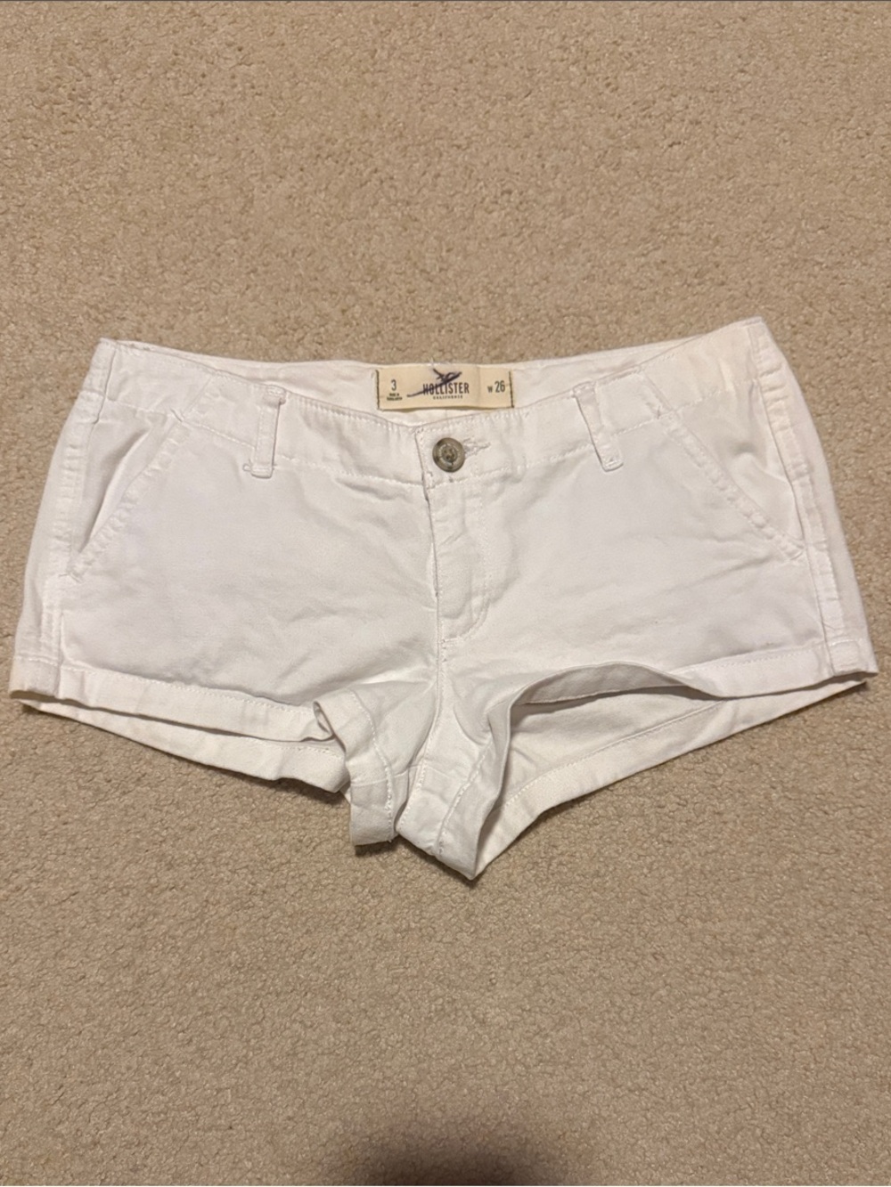 Hollister White Women's Low-Rise Denim Shorts